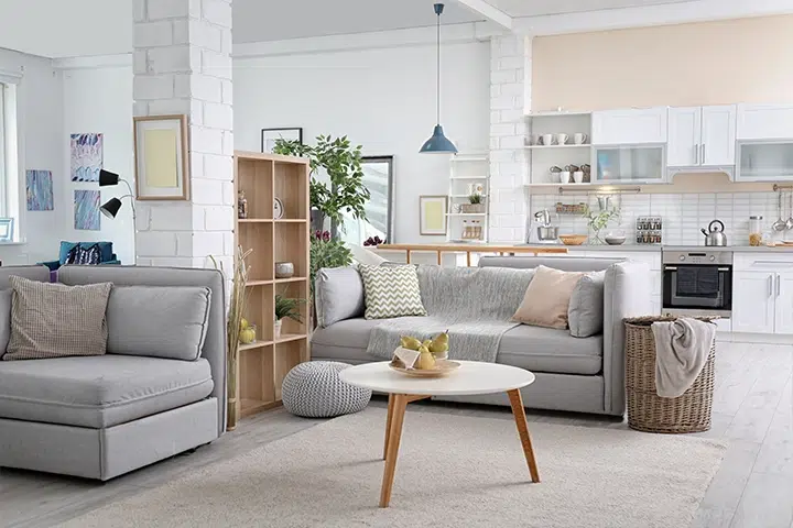 Sauberes und aufgeraeumtes Wohnzimmer